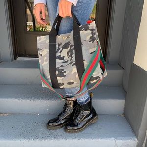 Camo Canvas Tote Crossbody Adjustable Strap